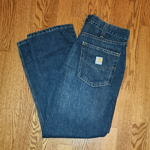 Carhartt Men's Relaxed Fit Dark Blue Jeans - Picture 2 of 4